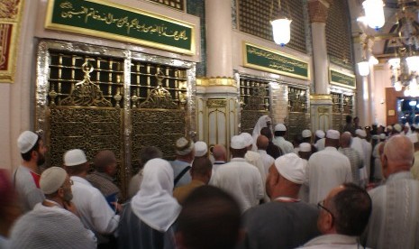 Raudhah di Masjid Nabawi, Madinah, Arab Saudi.