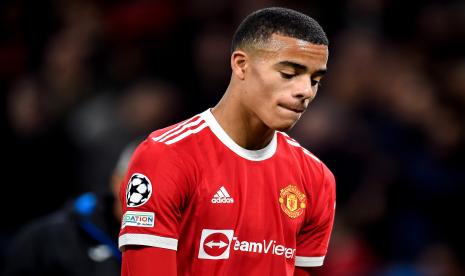 Reaksi Mason Greenwood dari Manchester United selama pertandingan sepak bola grup F Liga Champions UEFA antara Manchester United dan Atalanta BC di Manchester, Inggris, 20 Oktober 2021. 