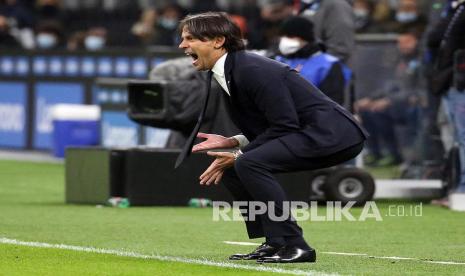 Aksi pelatih Inter Milan Simone Inzaghi.