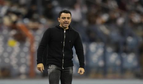 Pelatih Barcelona Xavi Hernandez. Hernandez telah mengumumkan skuad yang akan dibawa ketika berkunjung ke markas tim selatan Italia, Napoli, pada leg kedua knock-out babak gugur Liga Europa 2021/2022 di Stadion Diego Armando Maradona, Jumat (25/2/2022).