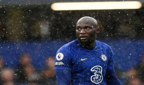 Reaksi Romelu Lukaku dari Chelsea saat pertandingan sepak bola Liga Inggris antara Chelsea FC dan Southampton FC di London, Inggris, 02 Oktober 2021.