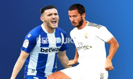 Gelandang Real Madrud Eden Hazard vs striker Alaves	Lucas Perez.