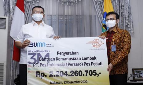 Rekening program Pos Peduli Lombok telah diaudit oleh Kementerian Sosial Direktorat Pengumpulan Uang dan Barang.  Penyerahan donasi dilakukan secara simbolis oleh Direktur Kelembagaan PT Pos Indonesia (Persero) Nezar Patria kepada Gubernur NTB,  Zulkieflimansyah, SE,M.Sc di Kantor Gubernur NTB (23/12) serta disaksikan oleh Kepala Dinas Sosial Provinsi NTB dan Kepala Pelaksana BPBD NTB