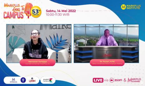 Rektor Universitas Muhammadiyah Malang (UMM), Fauzan saat menjadi salah satu narasumber di talkshow Markplus Institute Goes to Campus. Agenda ini dilangsungkan secara daring melalui Zoom dan YouTube, beberapa waktu lalu. 