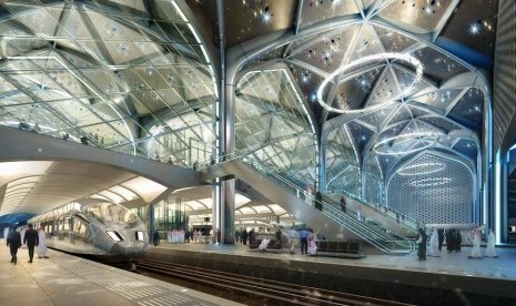 SAR Akan Ambil Alih Pemeliharaan Kereta Cepat Haramain, Foto: Pembangunan proyek rel kereta cepat Haramain High Speed Rail