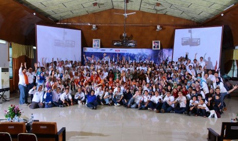 Reuni akbar Purna Taruna SMA 3 Bogor yang digelar di aula Pusat Pendidikan Zeni (Pusdikzi), Jalan Sudirman, Kota Bogor, Sabtu (13/8).