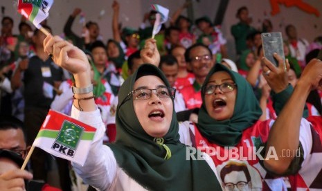 Ribuan kader Partai Kebangkitan Bangsa (PKB) se-Jawa Barat hadir pada acara PKB Jabar Festival 2019. PKB setuju usulan Megawati agar nomor urut parpol tak perlu diubah pada setiap pemilu.