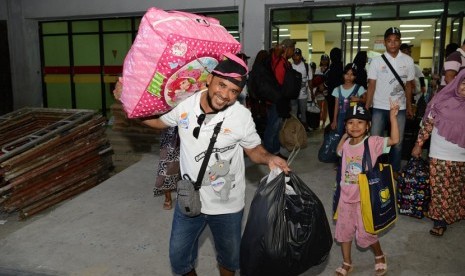 Ribuan pemudik yang mengikuti mudik gratis IPC Peduli menuju Batam menggunakan KM Kelud