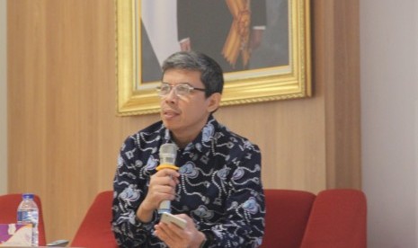 Riki Arif Gunawan, Plt Direktur Pengendalian Aplikasi Informatika Kementrian Kominfo berbbicara pada Diskusi Publik “Meneropong Arah Kebijakan Keamanan Siber Indonesia” di Gedung Perpustakaan Nasional, Jakarta, Rabu (7/8/2019).