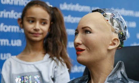 Robot dengan kecerdasan buatan (AI) bernama Sophia.