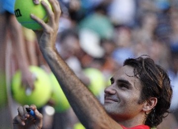 Roger Federer setelah mengalahkan del potro