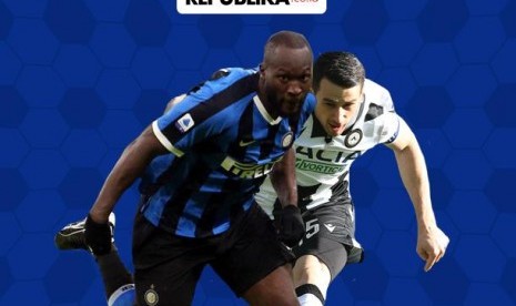 Romelu Lukaku (Inter Milan/kiri) Vs Kevin Lasagna (Udinese)