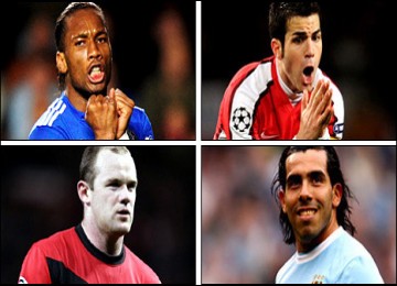 Rooney, Fabregas, Drogba, dan Tevez.