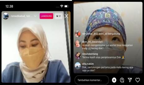 RS Medika BSD kembali melaksanakan Health Talk di Instagram Live dengan tema “Kenali apa itu mata kering?” bersama narasumber dr. Fatrin Patrycia Salim, Sp. M (Dokter Spesialis Mata RS Medika BSD) dan Muti Rosita sebagai moderator. Health Talk ini merupakan salah satu program mingguan RS Medika BSD.