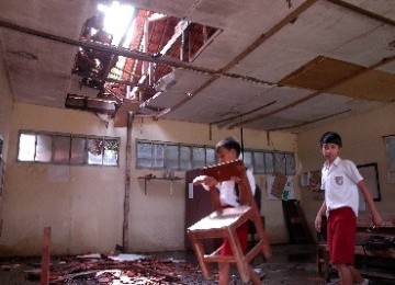 Ruang kelas SD Negeri Batutulis 04, Bogor Selatan, Kota Bogor, mengalami rusak berat.