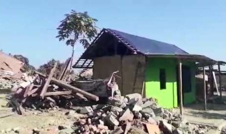 Rumah Hunian Sementara (RHS) di Desa Kayangan, Kabupaten Lombok Utara, Nusa Tenggara Barat (NTB).