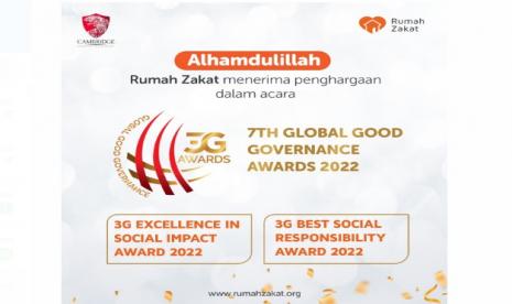  Rumah Zakat kembali menerima Global Good Governance Awards untuk kategori 3G Social Impact Award 2022 dan 3G Social Responsibility Award 2022.