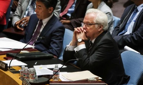 Russian Ambassador to the United Nations Vitaly Churkin listens during a UN Security Council meeting at the United Nations headquarters in New York July 18, 2014. (file photo)