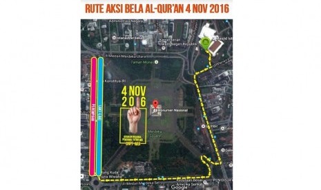 Rute demo bela Alquran pada Jumat (4/11) besok.