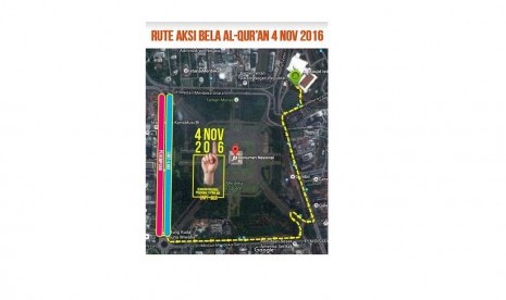 Rute demo bela Alquran pada Jumat (4/11) besok.