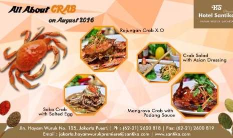 Sajian menu spesial All About Crab di Hotel Santika Premiere Hayam Wuruk Jakarta. 