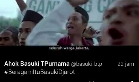 Salah satu adegan dalam video kampanye yang diunggah akun twitter Ahok Basuki T Purnama @basuki_btp