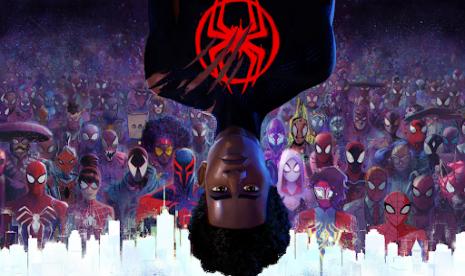 Salah satu adegan di film pider-Man: Across the Spider-Verse. Film ini dipuji kritikus karena dianggap sukses secara narasi dan visual.