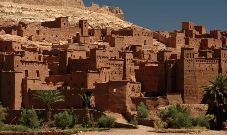 Salah satu bangunan di  Ait Ben Haddou, Maroko.