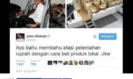 Salah satu cuitan netizen yang menyindir Presiden Jokowi.