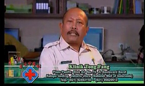 Salah satu iklan klinik kesehatan tradisional di Televisi