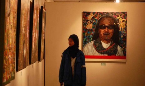 Salah satu karya pelukis Jakarta yang di pamerkan di acara Pameran Lukisan HIPTA (Himpunan Pelukis Jakarta) yang di pamerkan di Galeri Cipta II, Taman Ismail Marzuki, Jakarta Pusat, Rabu (4/6).