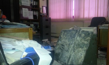 Salah satu ruangan di kantor pajak Bekasi yang dimasuki perampok