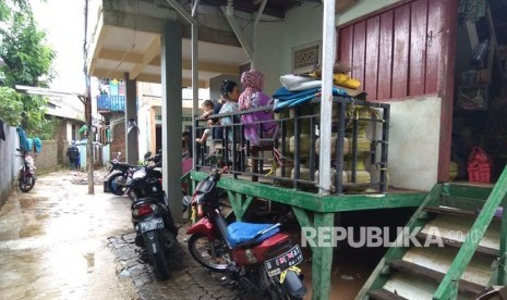 Salah satu rumah warga di Kampung Arus, Jakarta Timur yang banjirnya telah surut.