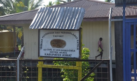 Salah satu sekolah di Kabupaten Asmat, Papua.