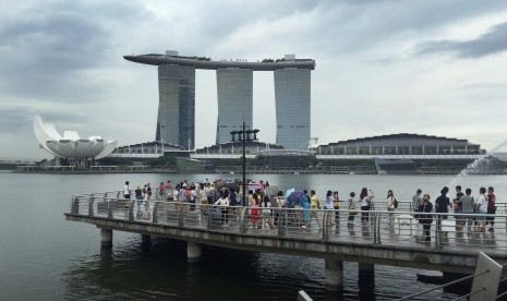 Salah satu sudut Kota Singapura. Pemerintah Singapura mengatakan wabah virus corona akan merugikan perekonomian. Ilustrasi.