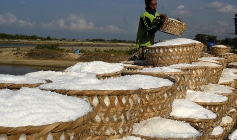 Salt farmer in Pamekasan, East Java (illustration)