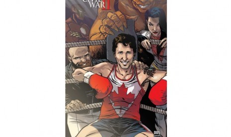 Sampul edisi pamungkas Civil War II: Choosing Sides yang menampilkan PM Kanada Justin Trudeau.