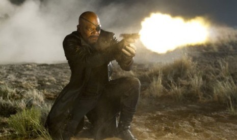 Samuel L Jackson dalam salah satu adegan film The Avengers