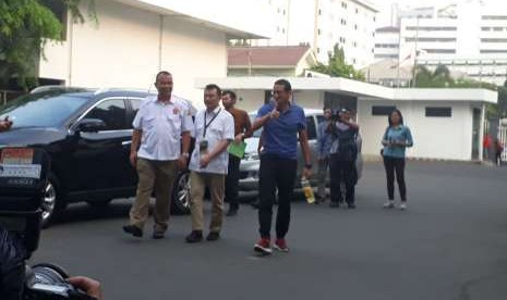 Sandiaga Uno ketika tiba di RSPAD Gatot Subroto, Jakarta, Senin (13/8) pagi.