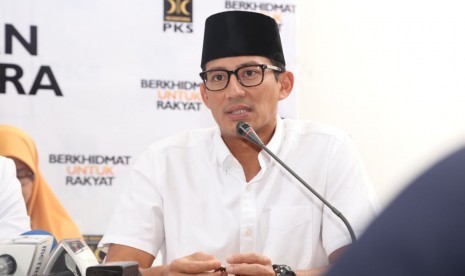  Sandiaga Uno saat menyambangi DPP PKS, Jakarta Selatan, Rabu siang (15/2).