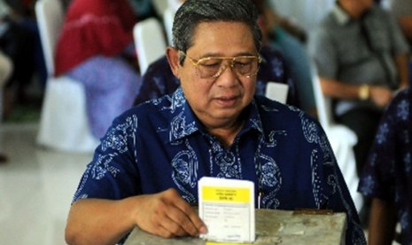 SBY mencoblos suara pada pilpres 2014