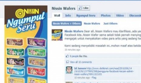 screenshot akun facebook milik Nissin