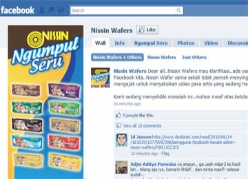 screenshot akun facebook milik Nissin