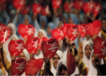 Sebagian umat Islam Malaysia mengikuti kampanye Awas Jerat Hari Valentine.