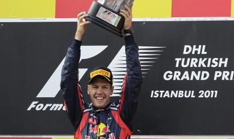 Sebastian Vettel saat menjuarai GP Turki pada 2011.