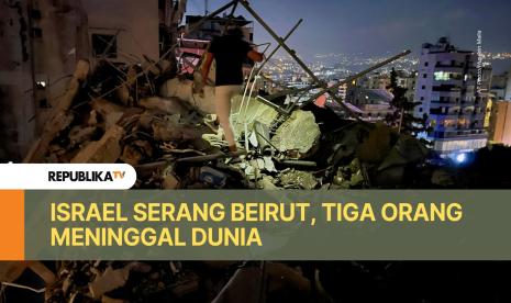 sebuah gedung di Beirut hancur akibat serangan Israel