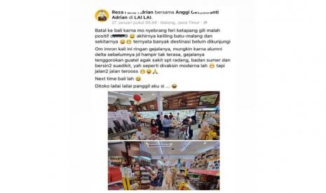 Sebuah postingan berisi wisatawan terpapar Covid-19 yang keluyuran di Kota Malang viral di lini massa. 