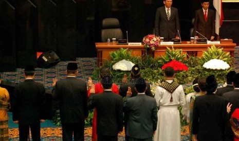 The sworn in ceremony of Jakarta's new members of parliament in Jakarta on Monday.