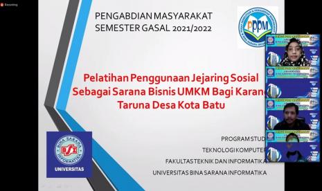 Sejumlah dosen Universitas BSI (Bina Sarana Informatika) menyelenggarakan kegiatan pengabdian masyarakat yang menjadi salah satu kewajiban dari penerapan Tri Dharma Perguruan Tinggi.