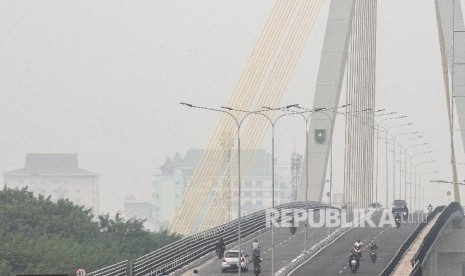 Kabut asap di Kota Pekanbaru / Ilustrasi